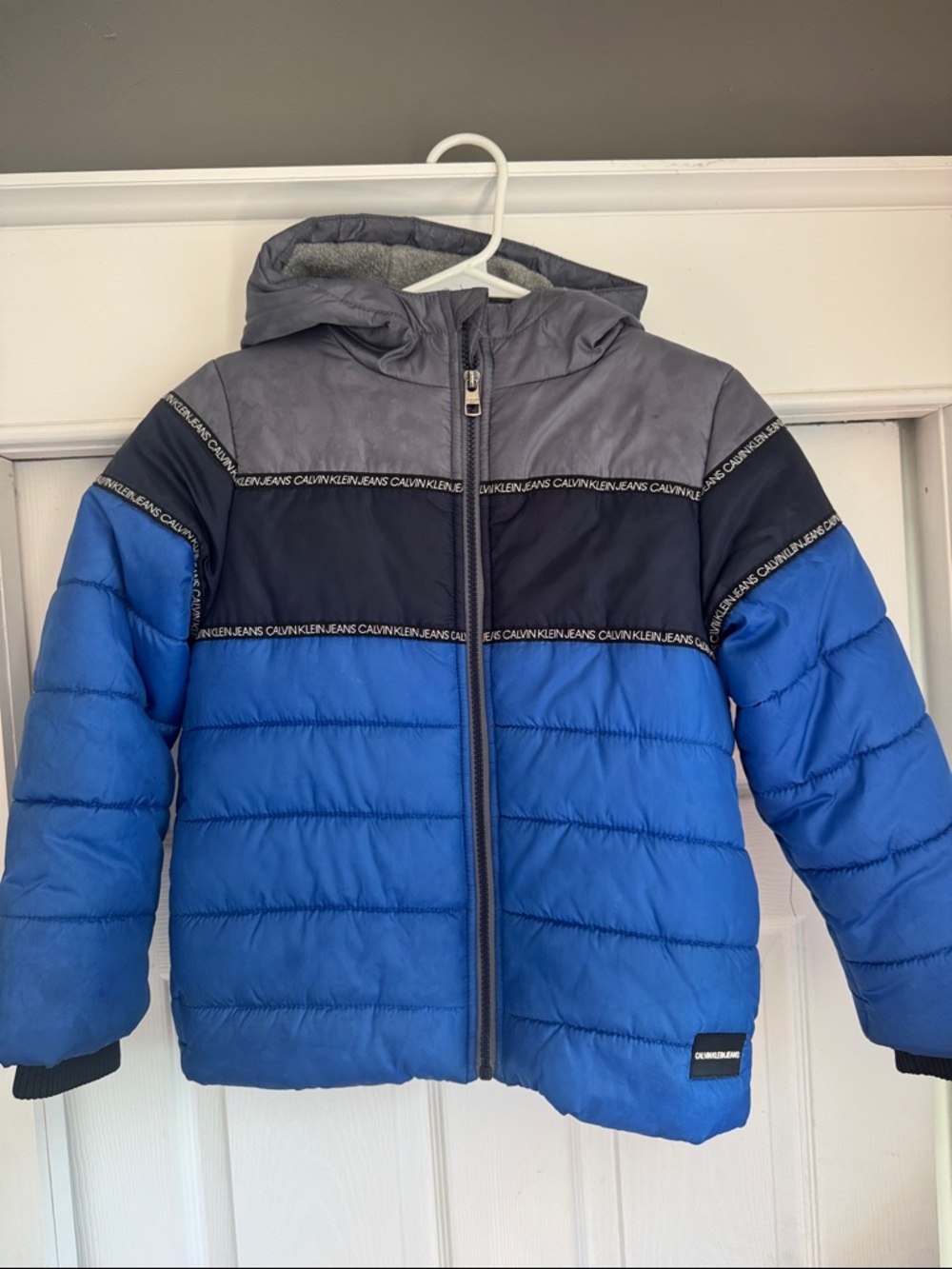 Calvin Klein Kids Blue, Navy & Gray Colorblock Puffer Jacket
